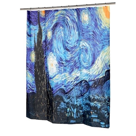 LIVINGQUARTERS 72 x 72 in. The Starry Night Fabric Shower Curtain; Multi Color LI11054